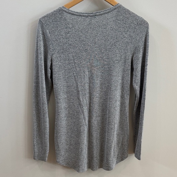 Dynamite Heather Gray Zip V-Neck Blouse - Picture 3 of 5
